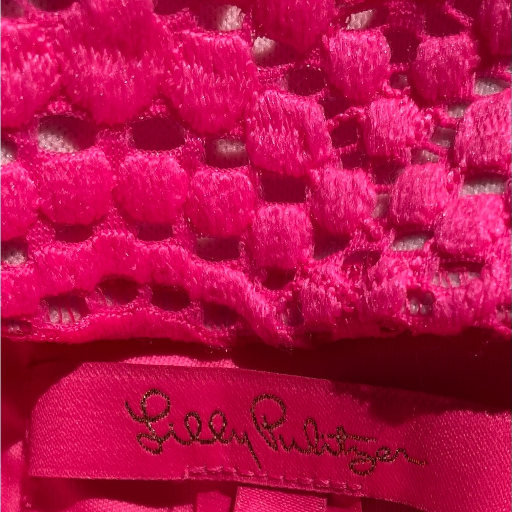LillyPulitzer Jade hot pink off the shoulder women’s dress. - Picture 3 of 5